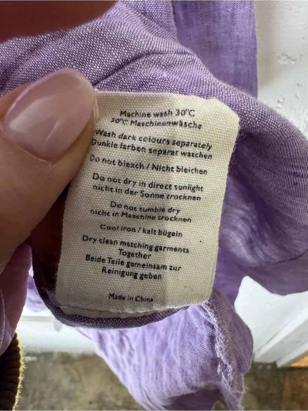 Poetry Linen Women’s Purple Lilac long line Button Up Long Sleeve Shirt Size 10 - Picture 5 of 11
